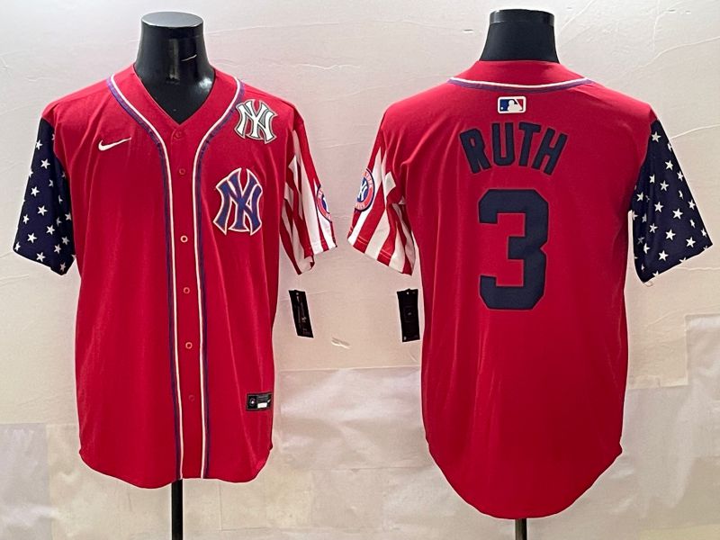 Men New York Yankees #3 Ruth Red a generation of national flags Jointly Name 2025 Nike MLB Jersey style 8